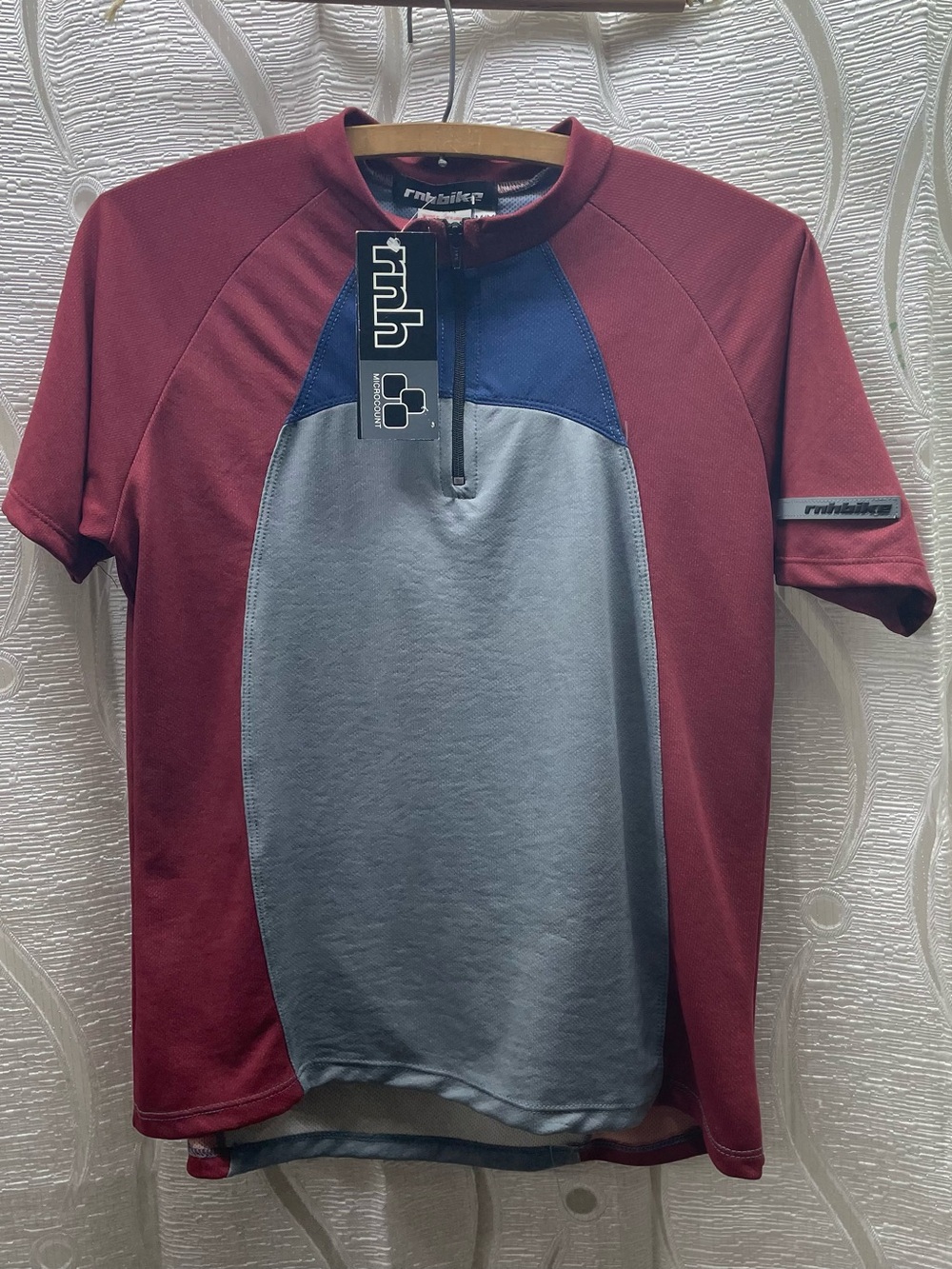Louis Garneau rnhbike Cycling Jersey Mens Medium Burgundy Grey Short Sleeve Good